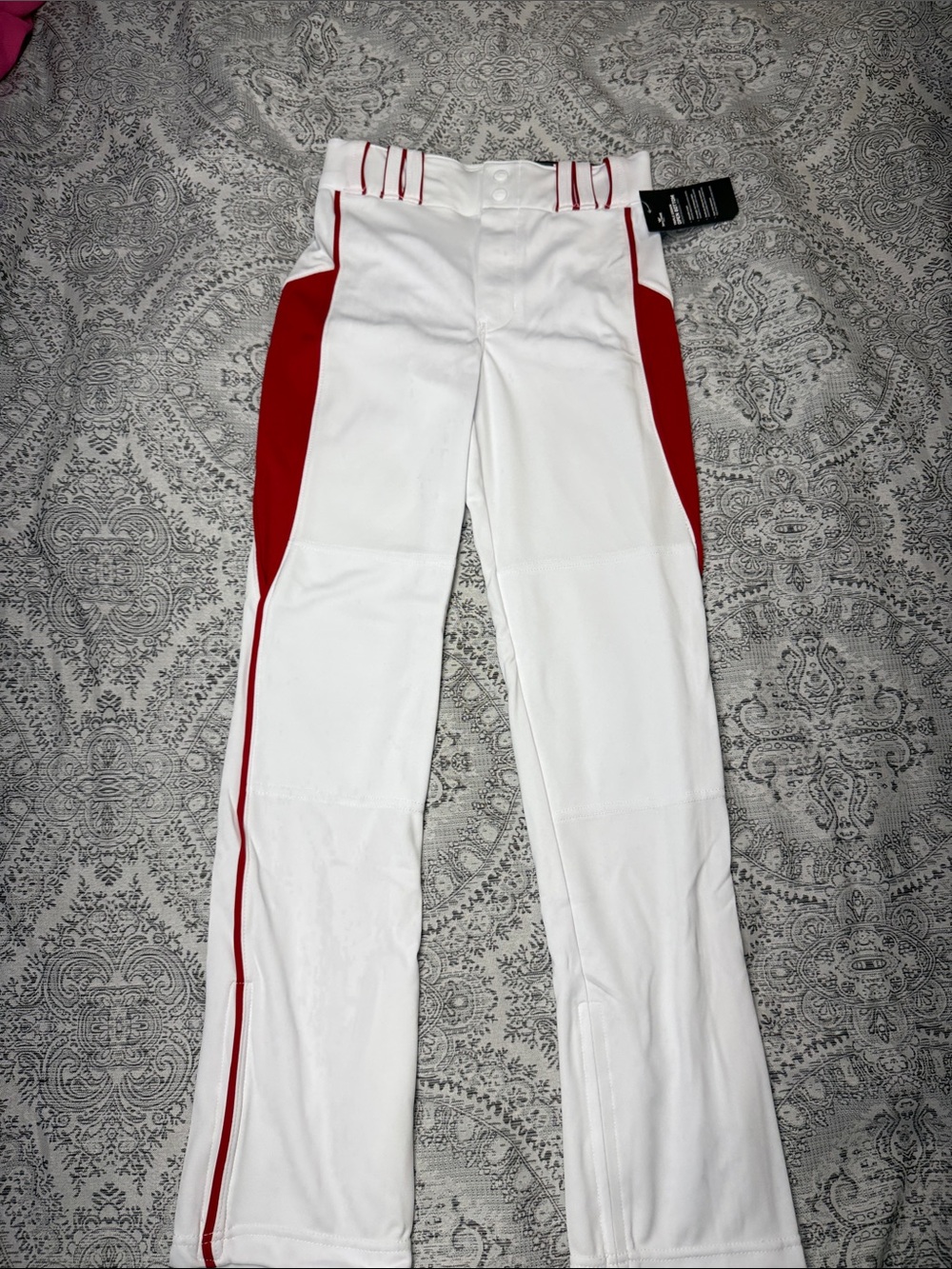Kids - White and Red Champro Triple Crown Open Bottom Baseball Pants - Large